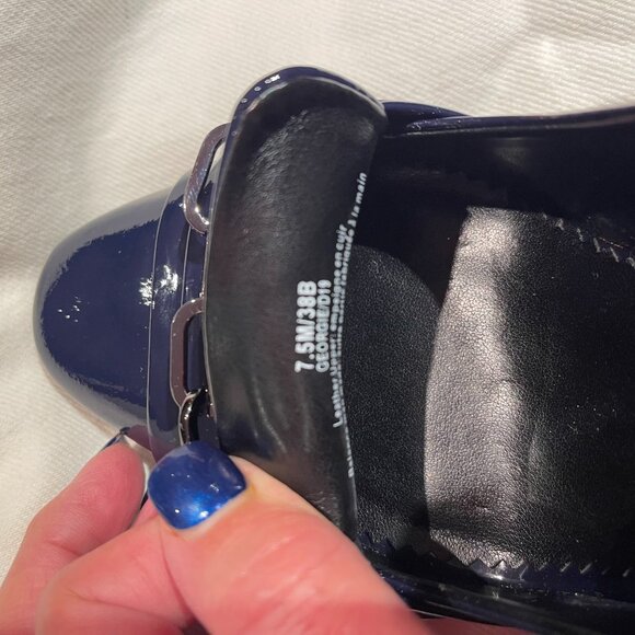 New Classic KL Paris Navy Blue Patent Leather Size 7.5 - Picture 4 of 7